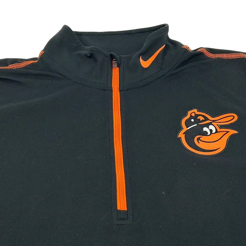 Baltimore‎ Orioles Pullover Womens XL Black Nike Dri-FIT Cooperstown 1/4 Zip MLB